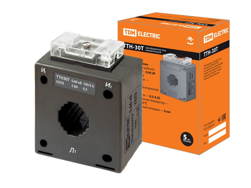 Трансформатор тока измерительный ТТН 30Т/100/5 5VA/0.5 P TDM - фото в Миди Лтд Изображение товара Трансформатор тока измерительный ТТН 30Т/100/5 5VA/0.5 P TDM в Миди Лтд