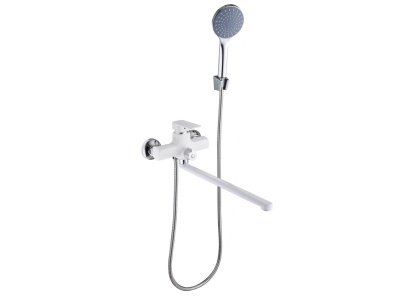 Изображение товара Смеситель для ванны СоюзКран с душем прямой излив 35см керам картридж 35мм белый цинк SK08-Р10 в Миди Лтд