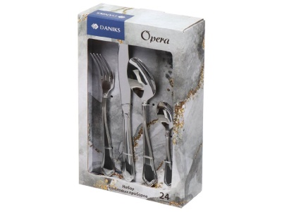 Изображение товара Набор столовых приборов нерж сталь Daniks 24 предмета (нож столовый 6шт,вилка 6шт,ложка  389514 в Миди Лтд