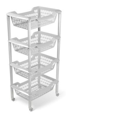 Изображение товара Этажерка универсальная ДЖЕТТА на колесиках 4 корзины светло-серая (4шт/уп) в Миди Лтд