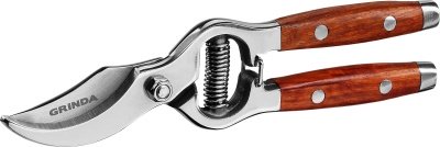 Секатор GRINDA PROLine P-15 плоскостной цельнокованый деревянные рукоятки нерж сталь 210мм  - фото в Миди Лтд Изображение товара Секатор GRINDA PROLine P-15 плоскостной цельнокованый деревянные рукоятки нерж сталь 210мм  в Миди Лтд