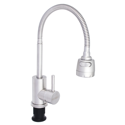 Изображение товара Смеситель для кухни СоюзКран гибкий излив керам картридж 35мм нерж сталь SS01-F132 в Миди Лтд