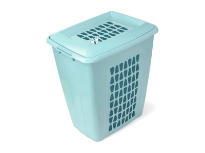 Изображение товара Корзина для белья МОЛЕТТА прямоугольная с крышкой 45л бирюзовая (5шт/уп) в Миди Лтд