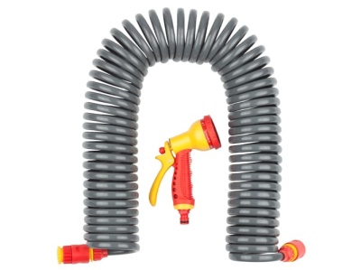 Изображение товара Набор поливочный GRINDA PROLine: шланг спиральный 3/8"х15м, пистолет-распылитель, адаптеры в Миди Лтд