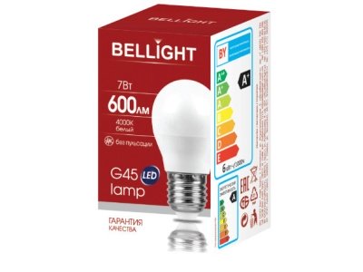 Изображение товара Лампа светодиодная BELLIGHT LED G45 7W 220V Е27 4000К в Миди Лтд