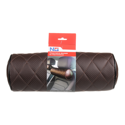 Изображение товара Подушка-валик на подголовник искусственная кожа 30*14см Коричневая NEW GALAXY (2шт/кор) в Миди Лтд