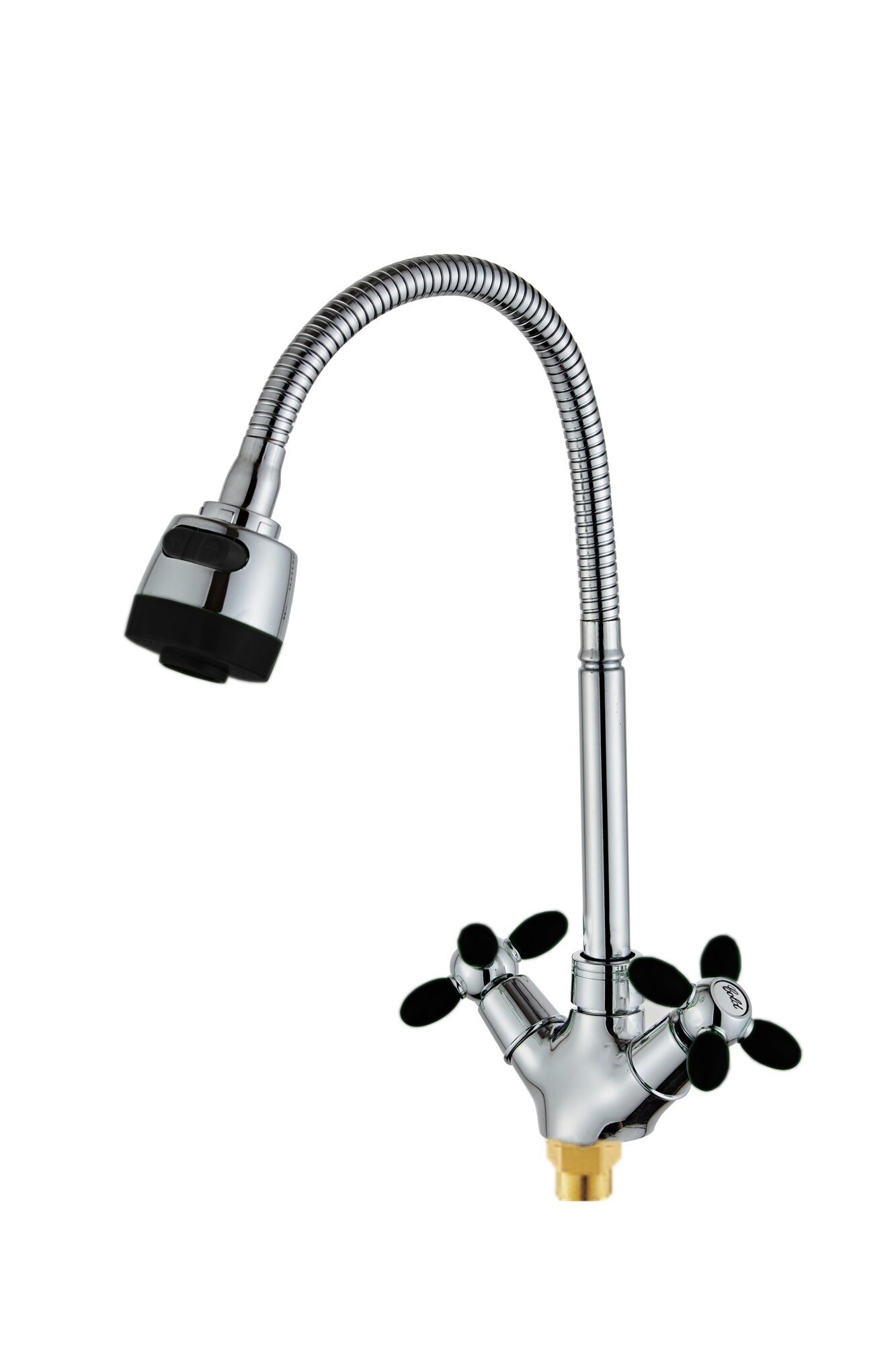 Изображение товара Смеситель для кухни гибкий излив гайка широкий аэратор черный ХХХ в Миди Лтд