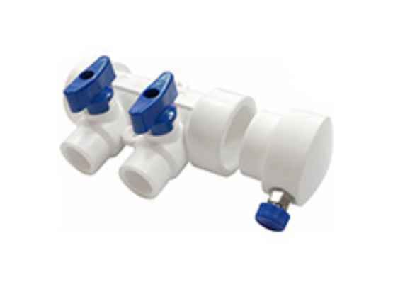 Изображение товара Коллектор PPR 40*20*6 с шаровыми синими кранами Valfex в Миди Лтд