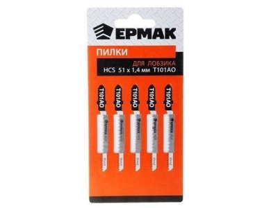 Изображение товара Пилки для эл.лобзика ЕРМАК  НСS ЕU 51*1,4мм Т-101АО дер. ламинат фиг.рез (5шт/уп) в Миди Лтд