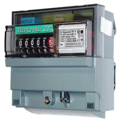 Изображение товара Счетчик 201 5 5-60А 230В 1Ф1 Ткл т 1 0 на рейку ОУ Меркурий в Миди Лтд