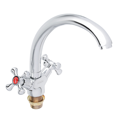 Изображение товара Смеситель для кухни высокий излив гайка латунь кран-буксы 1/2 RAIN Нефрит в Миди Лтд