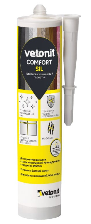 Герметик силиконовый Ветонит Комфорт сил серый 280мл (12шт/уп; 1152шт/пал) - фото в Миди Лтд Изображение товара Герметик силиконовый Ветонит Комфорт сил серый 280мл (12шт/уп; 1152шт/пал) в Миди Лтд