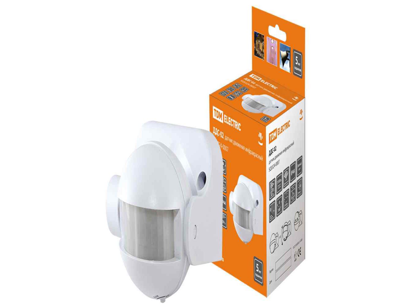 Изображение товара Датчик движения настенный ДДС-02 1100Bт 5-480с 12м 5+Лк 180гр в Миди Лтд