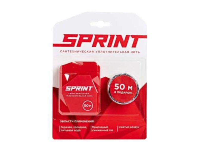 Уплотнительная нить Sprint (50м) бокс+50 м катушка (блистер)  04061 - фото в Миди Лтд Изображение товара Уплотнительная нить Sprint (50м) бокс+50 м катушка (блистер)  04061 в Миди Лтд