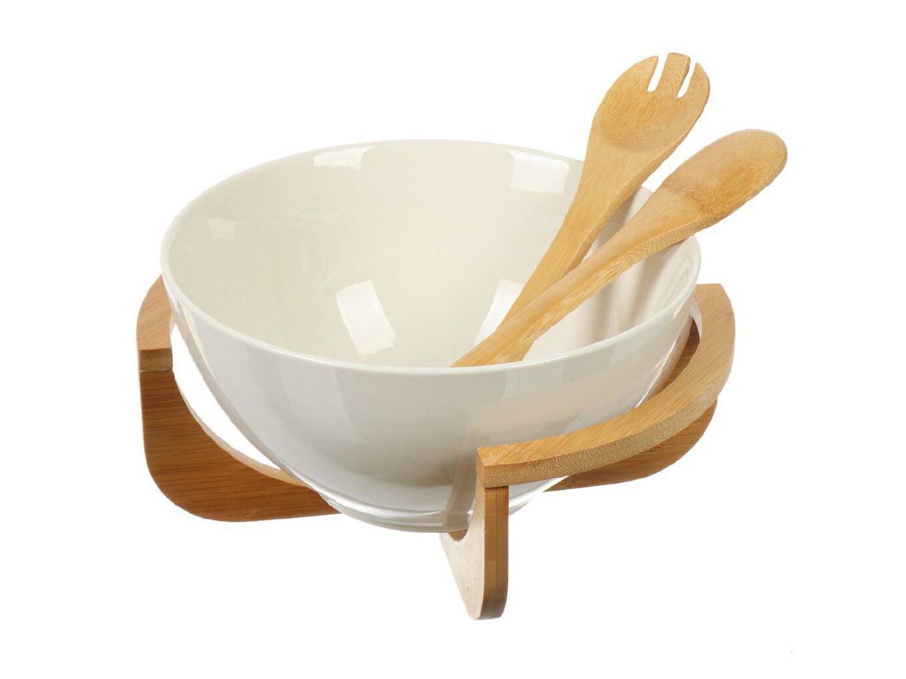 Изображение товара Салатник керамика круглый 23*11см Daniks бамбуковая подставка (12шт/уп) Х в Миди Лтд