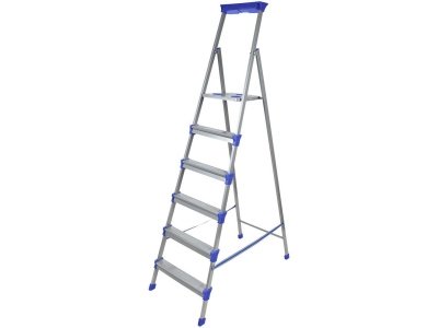 Изображение товара Стремянка металлическая NIKA 6 ступеней высота до рабочей площ 129см 8,3кг в Миди Лтд