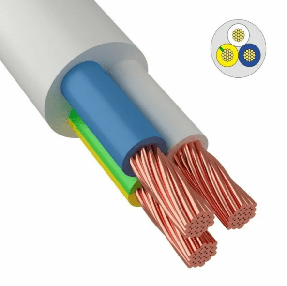 Провод ПВС 3х2,5 белый ТУ - фото в Миди Лтд Изображение товара Провод ПВС 3х2,5 белый ТУ в Миди Лтд