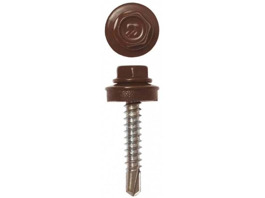 Изображение товара Саморез кровельный мет-мет, шоколад 5,5*25 RAL 8017 (250шт/уп) в Миди Лтд