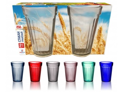 Изображение товара Стакан Европейские цвета Микс 250мл 2шт (20шт/уп) Х в Миди Лтд