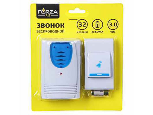 Звонок беспроводной 32 мелодии 3.0VDC(2*1,5VAA) FORZA (60шт/кор) - фото в Миди Лтд Изображение товара Звонок беспроводной 32 мелодии 3.0VDC(2*1,5VAA) FORZA (60шт/кор) в Миди Лтд