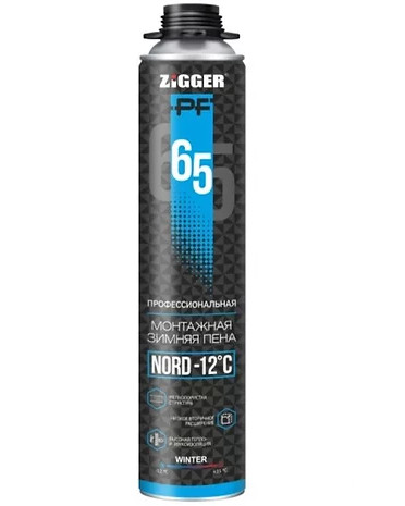 Изображение товара Пена монтажная ZIGGER PF NORD -12C 65л профессиональная зимняя 850мл (12шт/уп) в Миди Лтд