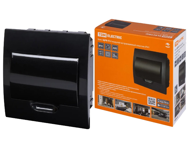Бокс ЩРВ-П-8 модулей встраиваемый пластик IP41 антрацит TDM - фото в Миди Лтд Изображение товара Бокс ЩРВ-П-8 модулей встраиваемый пластик IP41 антрацит TDM в Миди Лтд