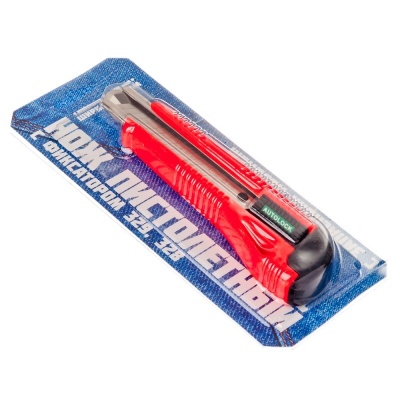 Нож 18мм пистолетный с фиксатором с запасным лезвием (240шт/кор) - фото в Миди Лтд Изображение товара Нож 18мм пистолетный с фиксатором с запасным лезвием (240шт/кор) в Миди Лтд