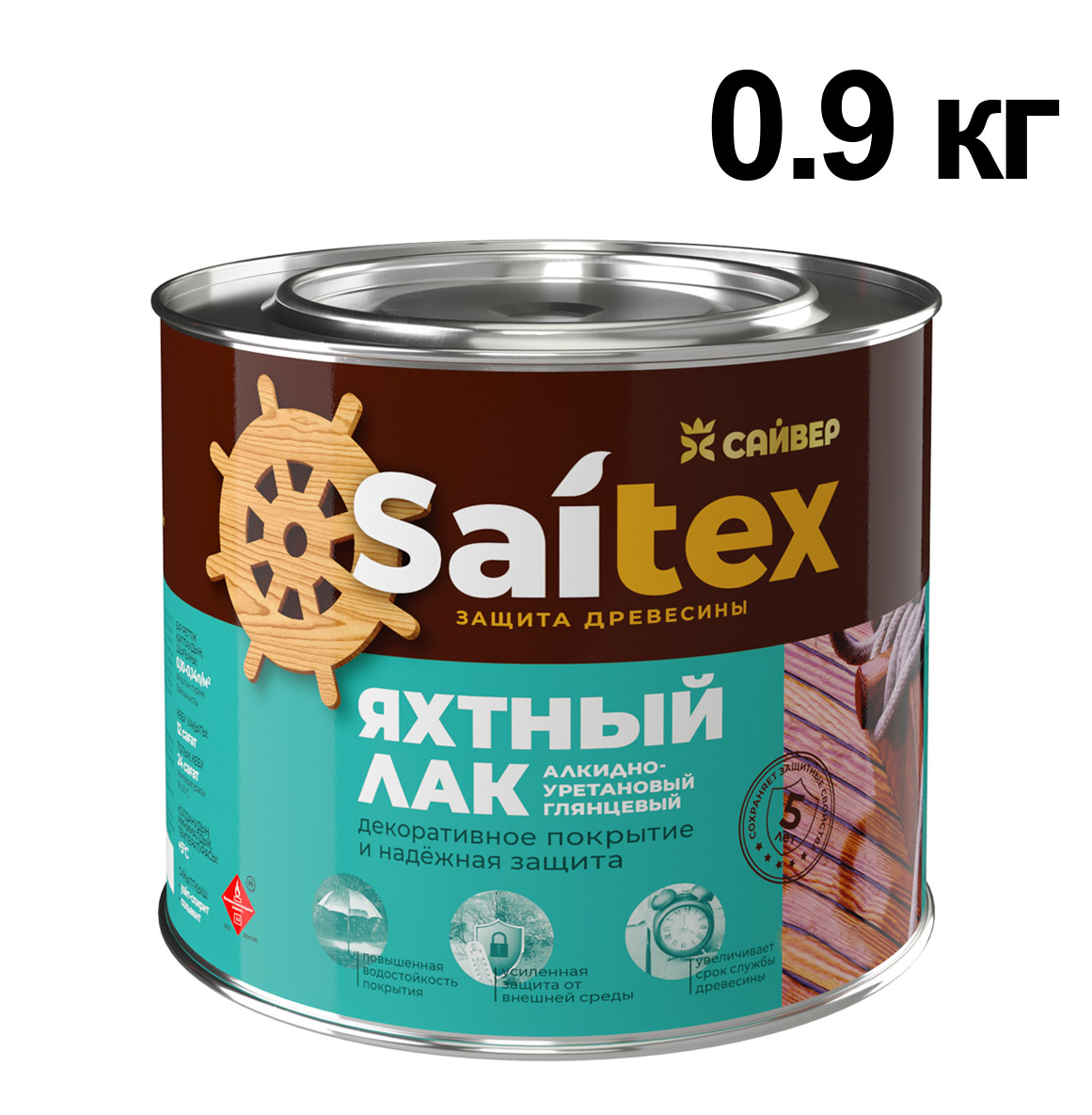 Изображение товара Лак яхтный SAITEX 0,9кг (14шт/уп; 882шт/пал) в Миди Лтд