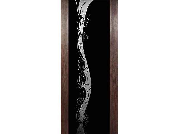 Изображение товара Полотно дверное ПО экошпон модель 42 венге стекло черное 700 в Миди Лтд