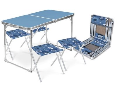 Изображение товара Набор NIKA стол складной 1020х500мм+4стула складных 300х300мм голубой-джинс в Миди Лтд