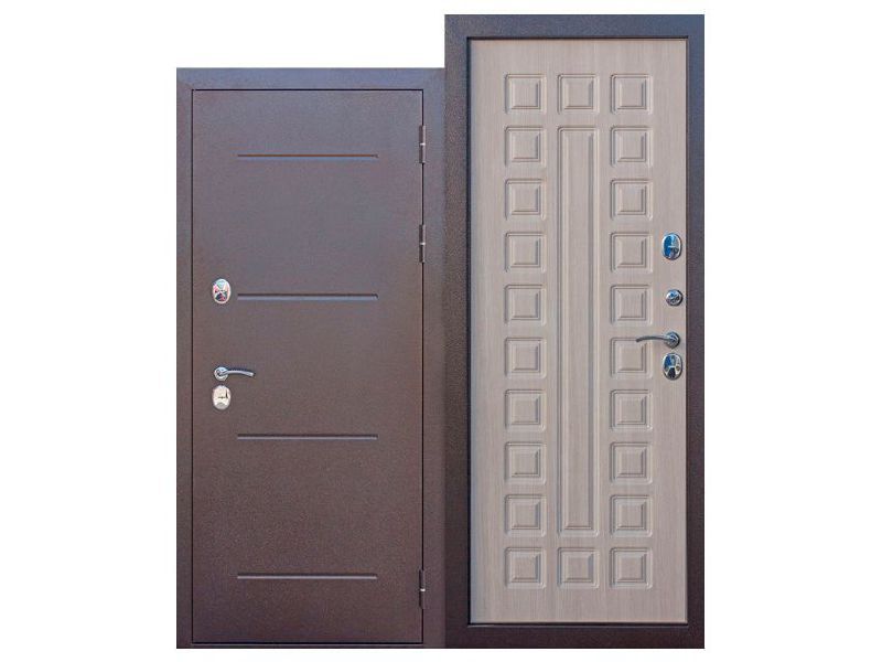 Изображение товара Дверь металлическая 860 правая ISOTERMA медный антик Лиственница мокко терморазрыв (ручка, основной  в Миди Лтд