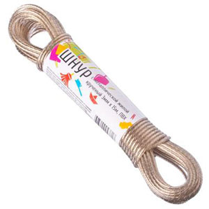 Шнур с металлической  жилой крученый 3мм*15м - фото в Миди Лтд Изображение товара Шнур с металлической  жилой крученый 3мм*15м в Миди Лтд