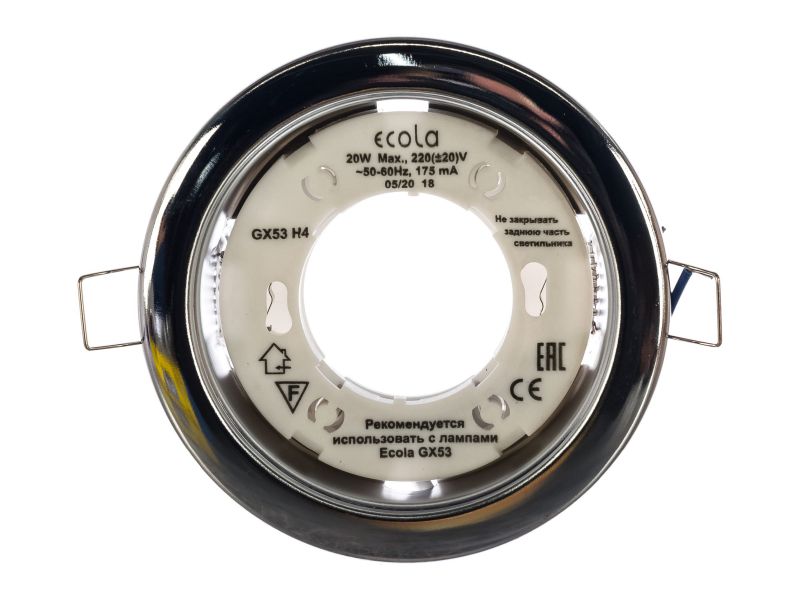 Светильник Ecola GX53 Н4 метал встроенный хром (106*38мм) - фото в Миди Лтд Изображение товара Светильник Ecola GX53 Н4 метал встроенный хром (106*38мм) в Миди Лтд