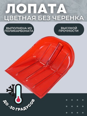 Лопата снеговая ПК-4 Цветная из поликарбоната 340*385мм D-32 - фото в Миди Лтд Изображение товара Лопата снеговая ПК-4 Цветная из поликарбоната 340*385мм D-32 в Миди Лтд