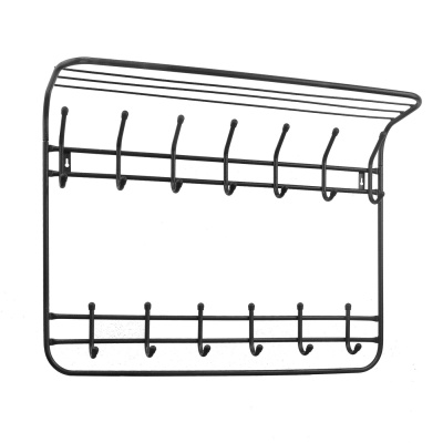 Изображение товара Вешалка настенная Комфорт 2-х ярусная черный 7/6 крючков (2шт/уп) в Миди Лтд