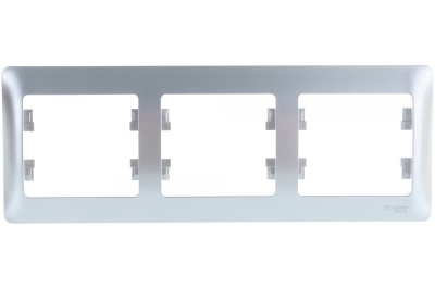 Рамка 3-ая Schneider Glossa горизонтальная алюминевая - фото в Миди Лтд Изображение товара Рамка 3-ая Schneider Glossa горизонтальная алюминевая в Миди Лтд