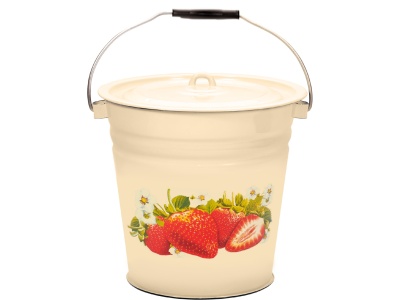 Ведро эмаль кремовая 12л Сочная клубника С-1224/4Км (4шт/уп) - фото в Миди Лтд Изображение товара Ведро эмаль кремовая 12л Сочная клубника С-1224/4Км (4шт/уп) в Миди Лтд
