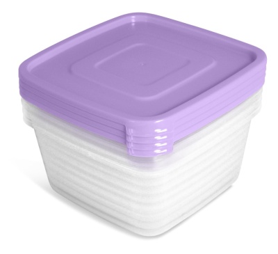 Изображение товара Набор контейнеров УНИКО для продуктов (СВЧ) квадратные 4шт 0,9л (16шт/уп) в Миди Лтд