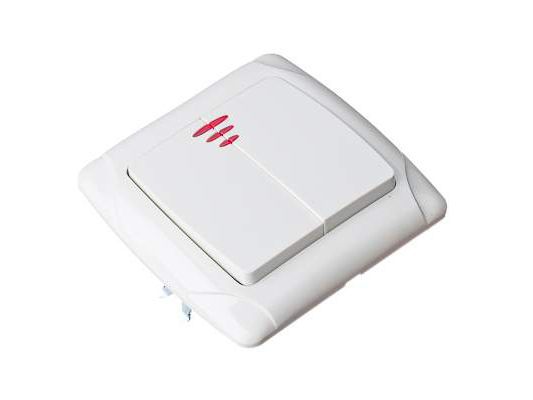 Изображение товара Выключатель двухклавишный с подсветкой   ХХ в Миди Лтд