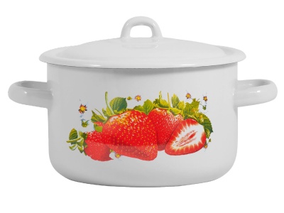 Изображение товара Кастрюля эмаль белая 2,9л Сочная клубника С-16111/4Э (4шт/уп) Х в Миди Лтд