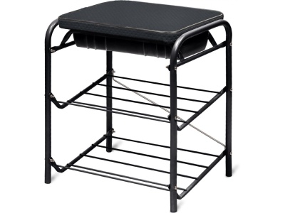 Изображение товара Банкетка для обуви с мягким сиденьем и ящиком NIKA 2 полки черная в Миди Лтд