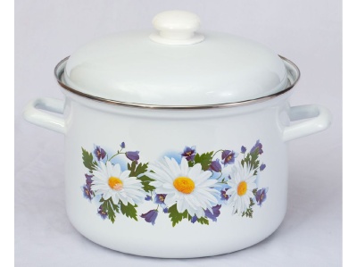 Кастрюля эмаль белая 6,0л Ромашковое поле С-1618АП2/4 (4шт/уп) Х - фото в Миди Лтд Изображение товара Кастрюля эмаль белая 6,0л Ромашковое поле С-1618АП2/4 (4шт/уп) Х в Миди Лтд