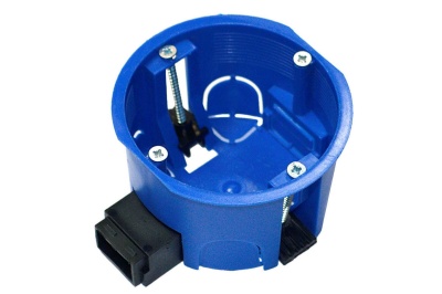 Коробка установочная ГСК 68х45 мм IP30 безгалогенная (HF) синий с пластиковыми лапками - фото в Миди Лтд Изображение товара Коробка установочная ГСК 68х45 мм IP30 безгалогенная (HF) синий с пластиковыми лапками в Миди Лтд