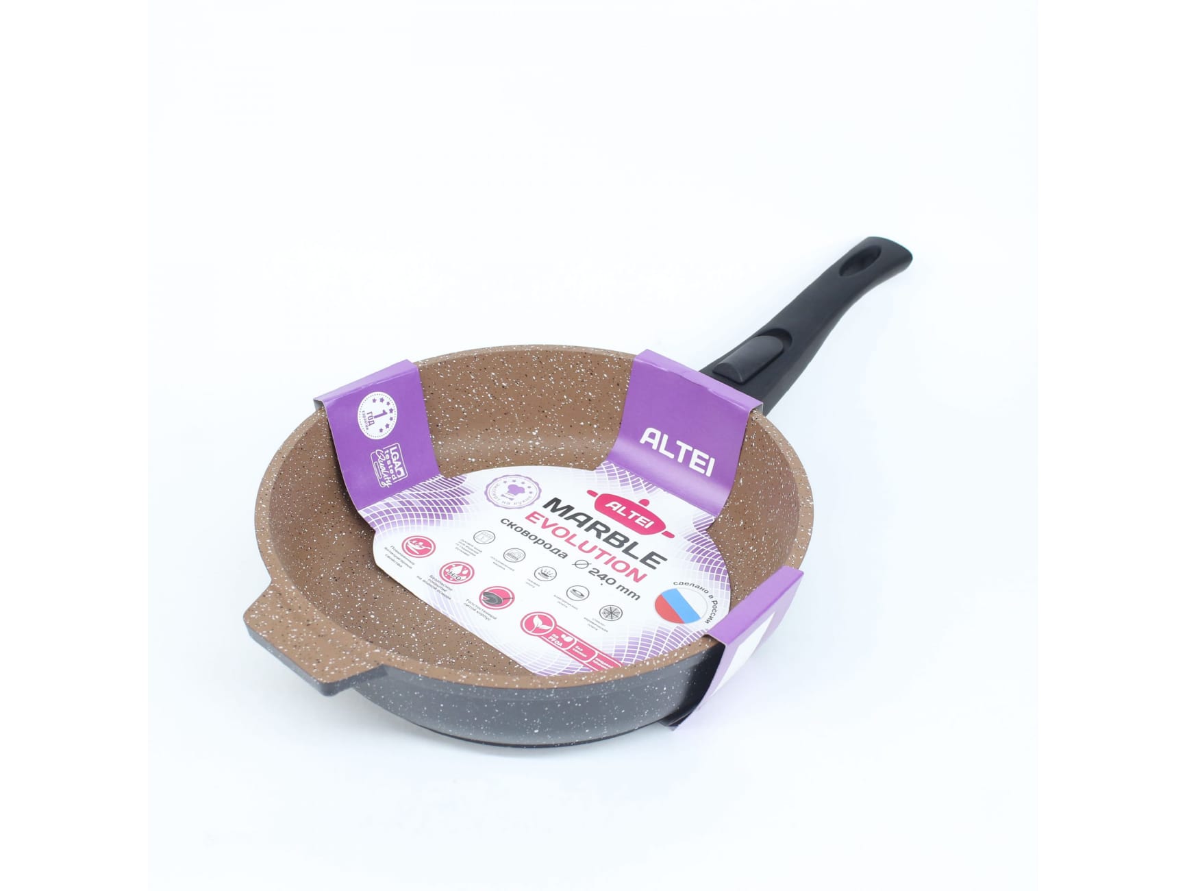 Изображение товара Сковорода  Marble evolution brown 22см АП съемная ручка АЛТЕЙ (10шт/уп) Х в Миди Лтд