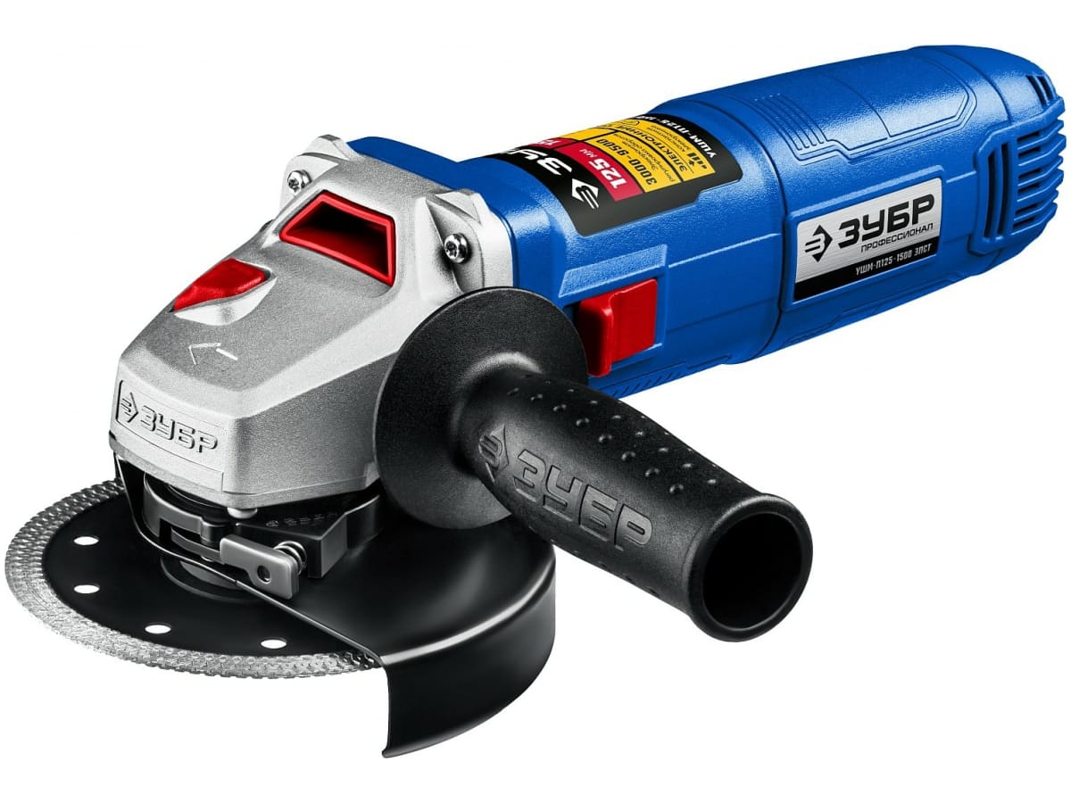 Изображение товара Шлифмашина угловая ЗУБР Профессионал 125мм 1500Вт регулировка оборотов  в Миди Лтд