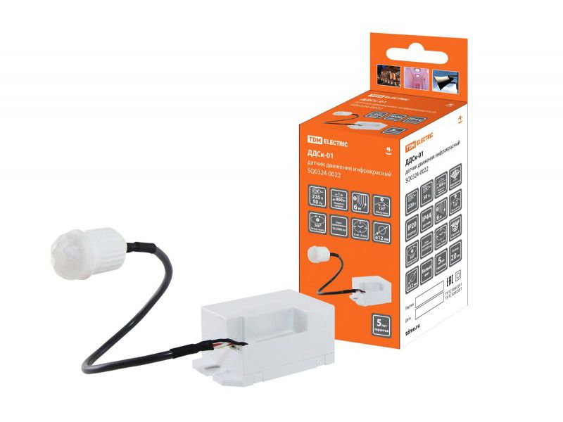 Изображение товара Датчик движения скрытый ДДСк-01 800Bт 5с/8мин 6м 10/2000Лк TDM в Миди Лтд
