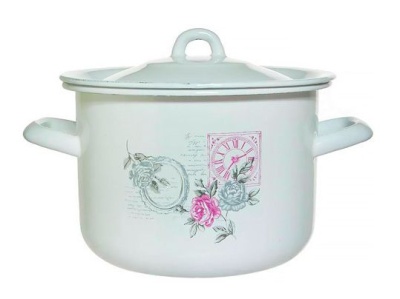 Изображение товара Кастрюля эмаль белая 2,6л Время цветов Р-50110Б/4 (4шт/уп) в Миди Лтд