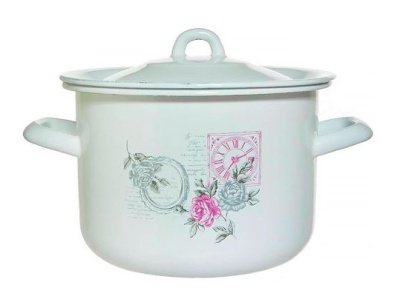 Кастрюля эмаль белая 2,6л Время цветов Р-50110Б/4 (4шт/уп) - фото в Миди Лтд Изображение товара Кастрюля эмаль белая 2,6л Время цветов Р-50110Б/4 (4шт/уп) в Миди Лтд