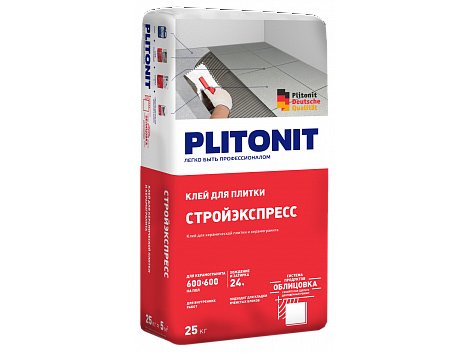 Клей плиточный PLITONIT СтройЭкспресс 25кг (48шт/пал) - фото в Миди Лтд Изображение товара Клей плиточный PLITONIT СтройЭкспресс 25кг (48шт/пал) в Миди Лтд