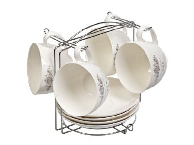 Изображение товара Чайный набор керамика 8 предметов 280мл метал подставка Daniks Классик (6шт/уп) в Миди Лтд